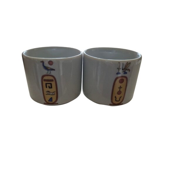 F.M. T. Limoges VTG Collectible Egyptian Revival Mug Cups Porcelain Hieroglyphic - Picture 2 of 8